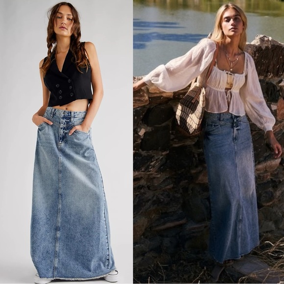 Free People Dresses & Skirts - Free People Come As You Are Denim Maxi Skirt in Medium Indigo NEW Size 6 Western